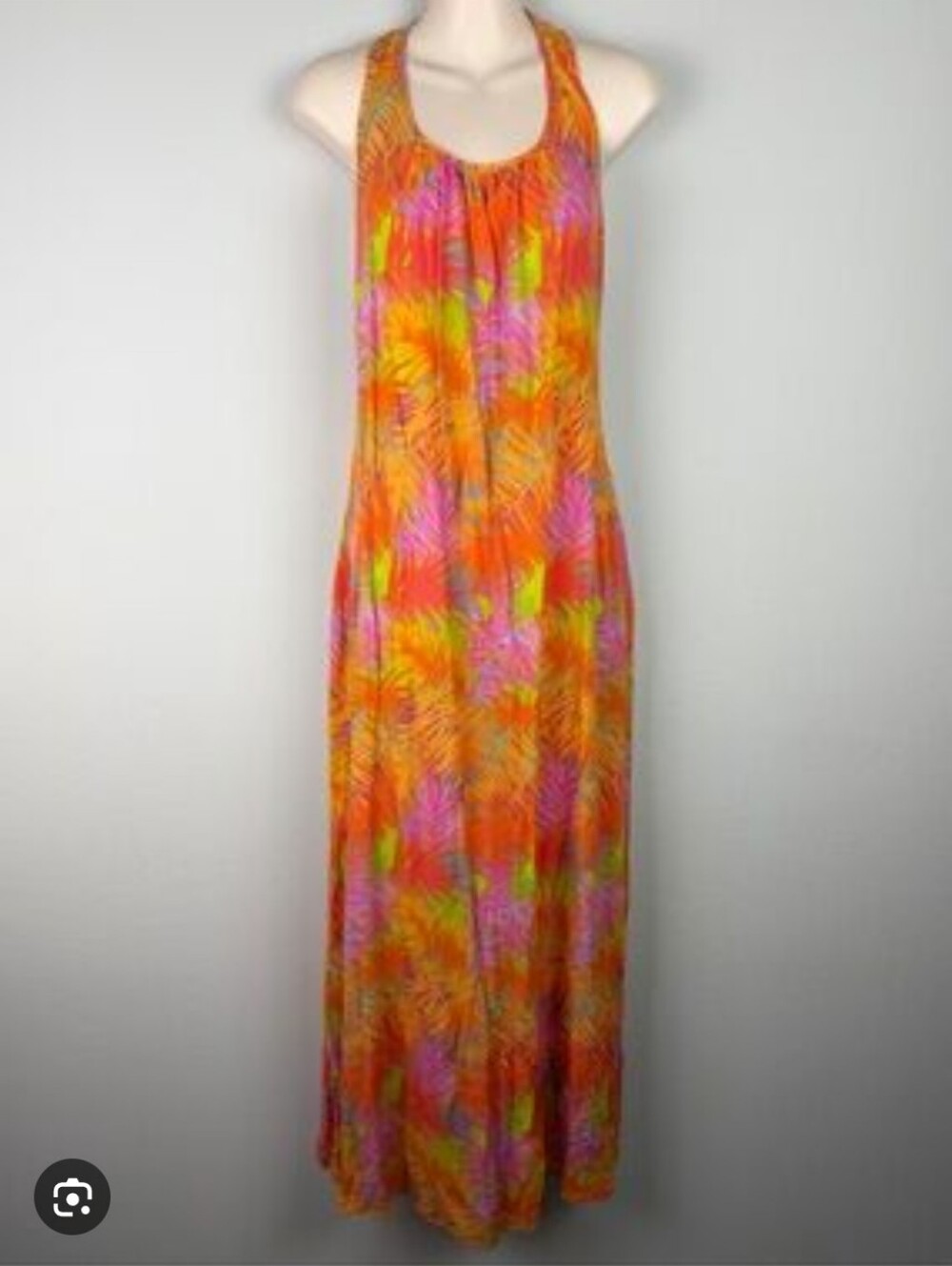 Farm Rio Tropical Halter Maxi Dress - Orange/Pink